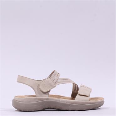 Rieker Twin Velcro Cross Strap Sandal - Cream
